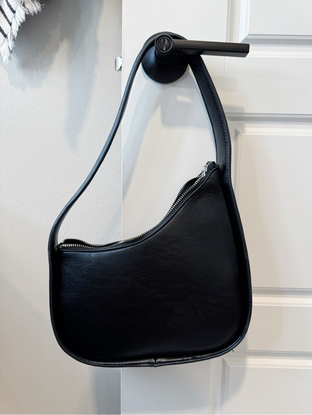 NWOT - Classic Black Leather Shoulder Bag